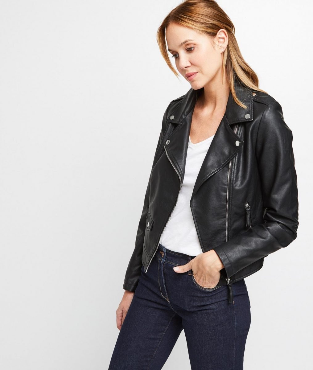 Blouson similicuir femme scaled