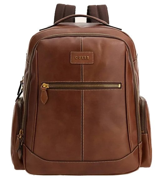 Beautiful brown leather backpack for men by Guess