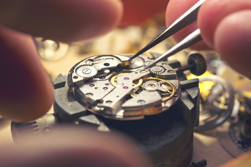 A watch disassembled by the watchmaker