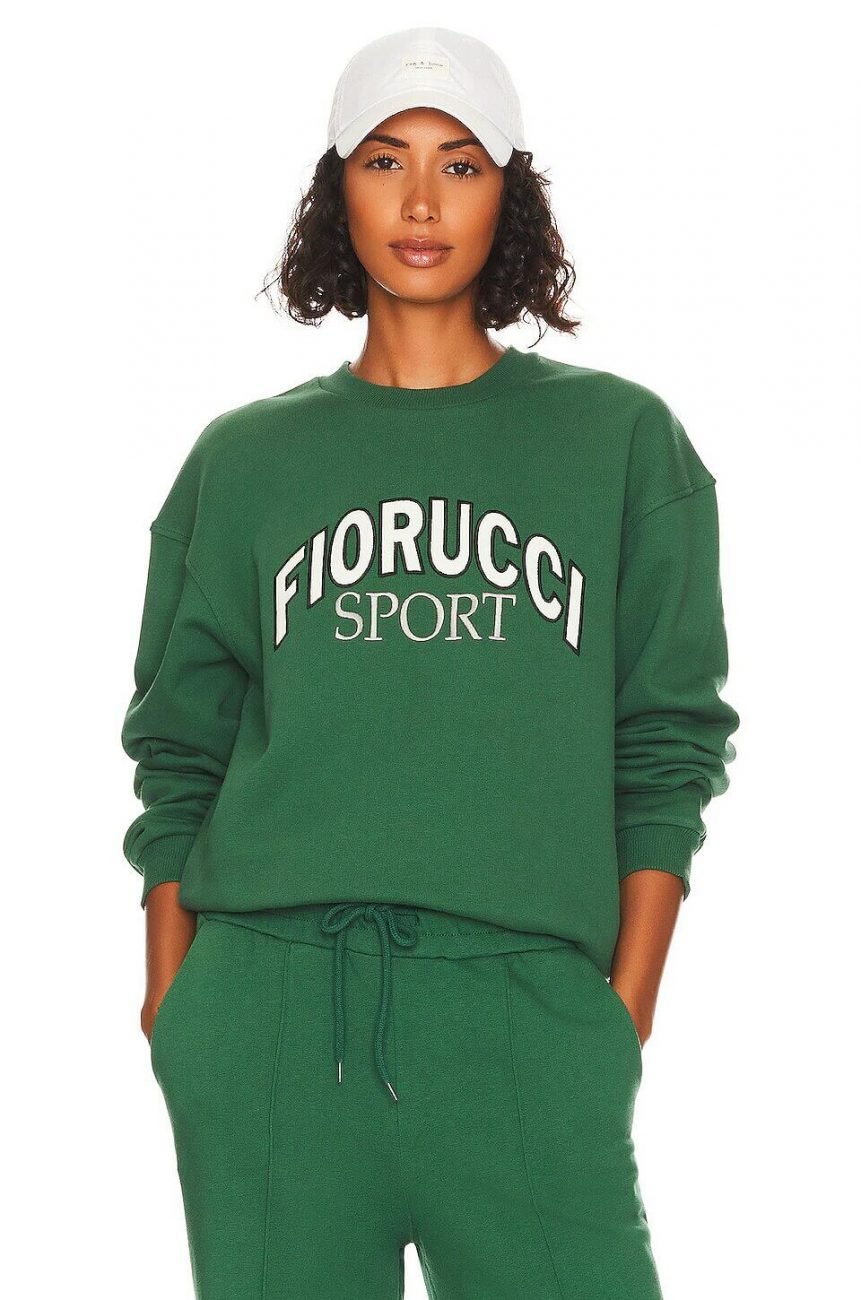 Woman wearing a sports sweatshirt in cotton from Fiorucci