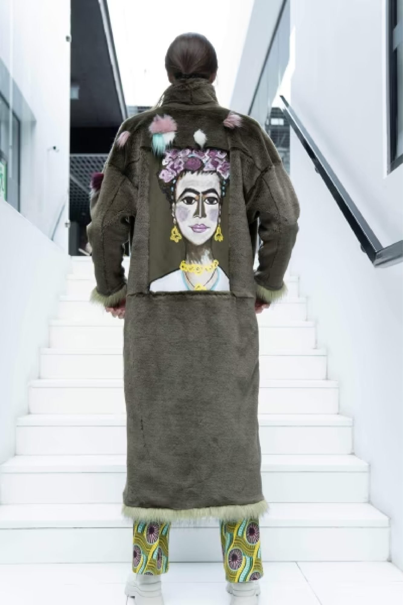Long faux fur Frida Kahlo coat Fortini