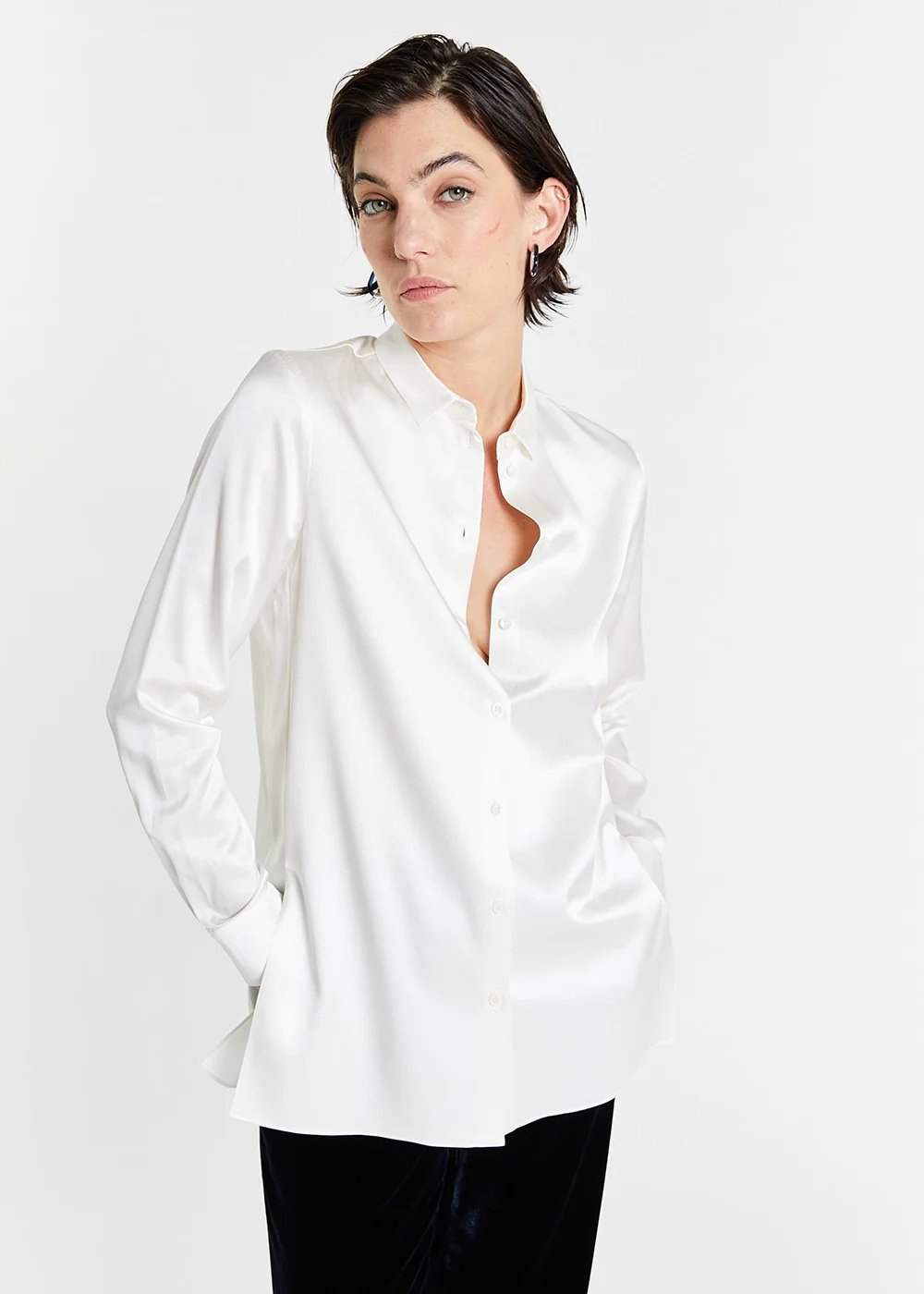 Chemise en soie blanche Apostrophe Paris