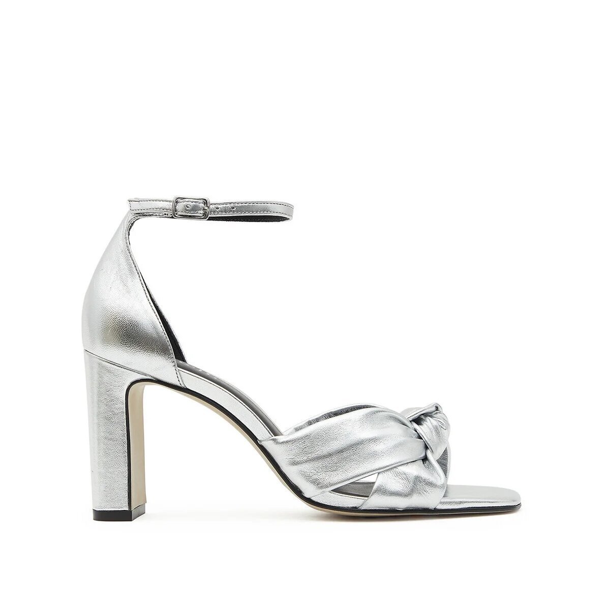 Silver square-heeled sandals by Minelli