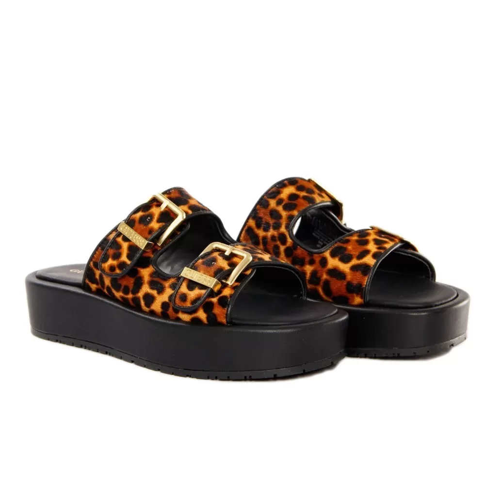 Leopard platform sandals for women by Guess