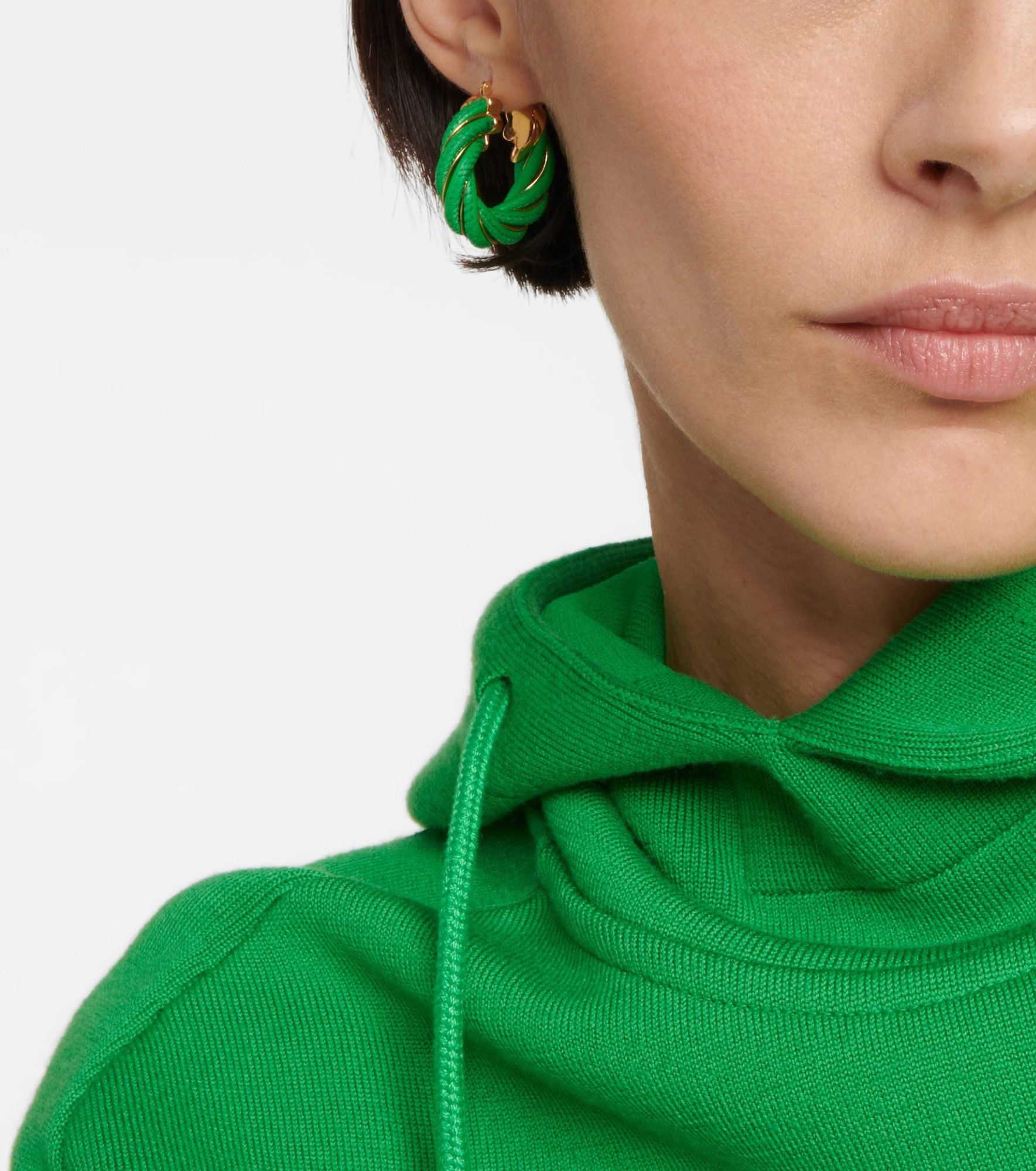Green hoop earrings