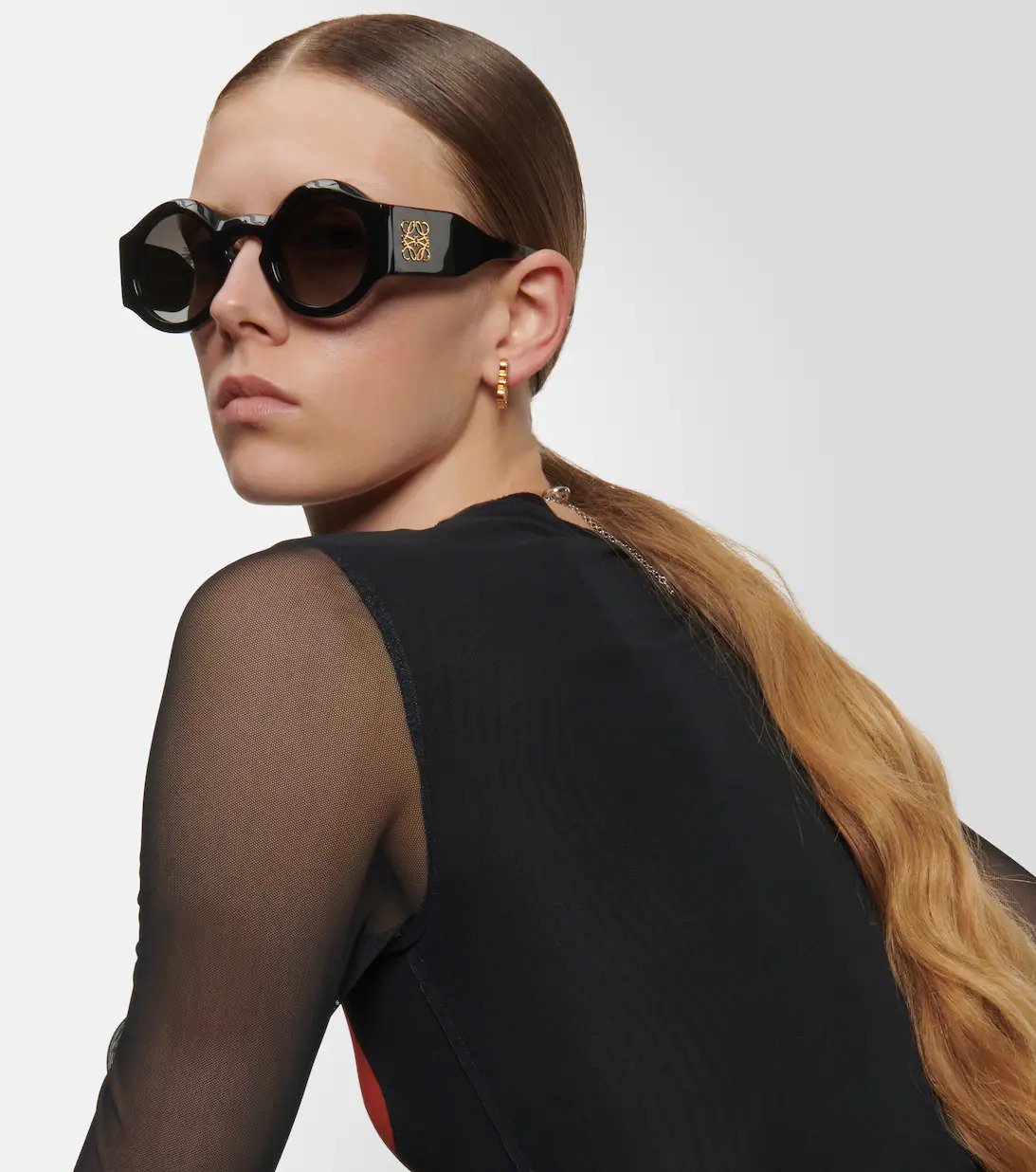 Loewe Anagram Round Black Sunglasses