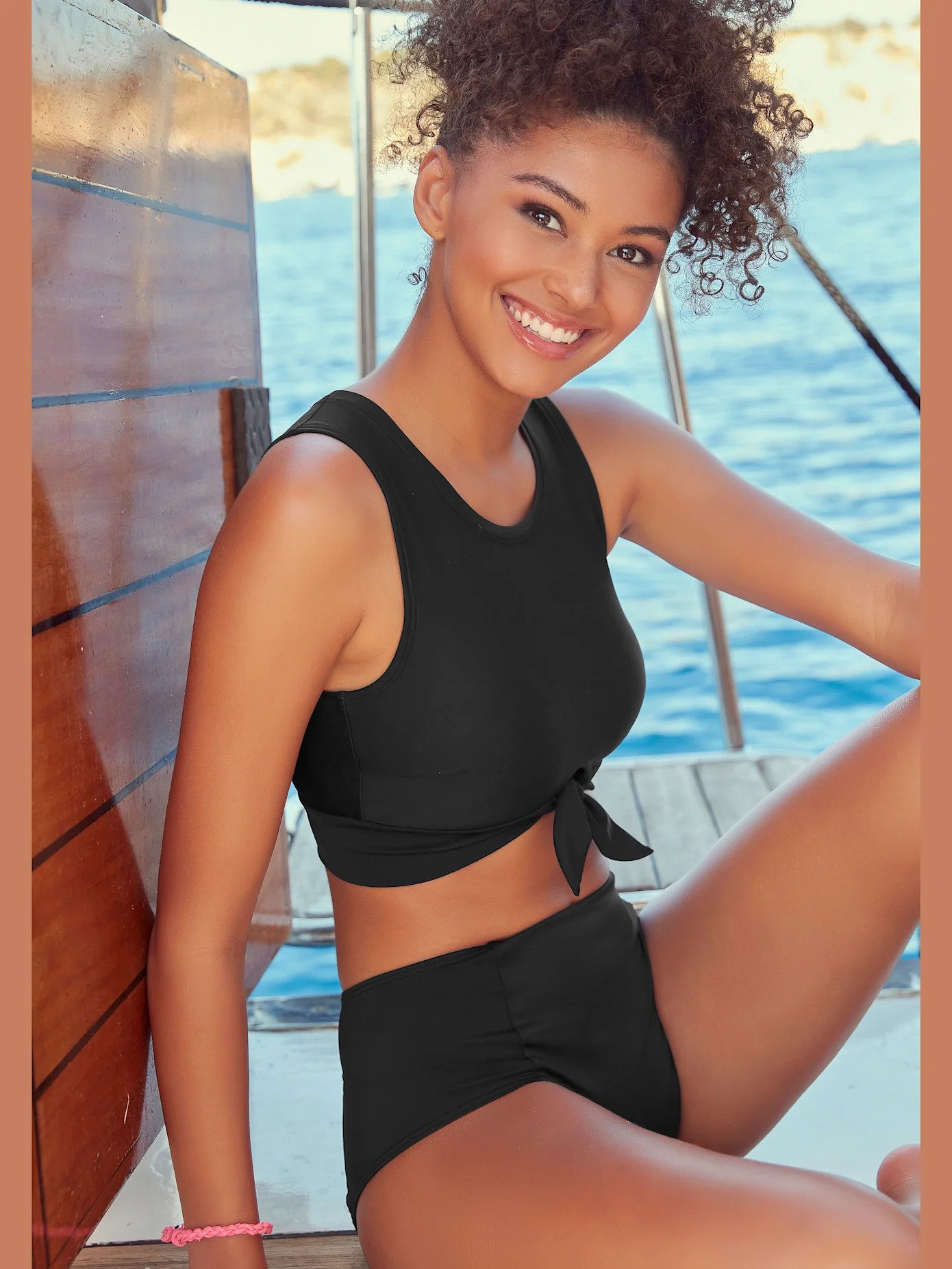 Venice Beach High-Waisted Black Swimsuit