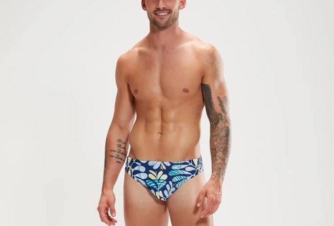 slip de bain bleu blanc speedo