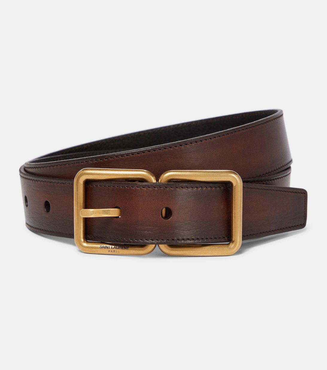 Belt with engraved Saint Laurent logo