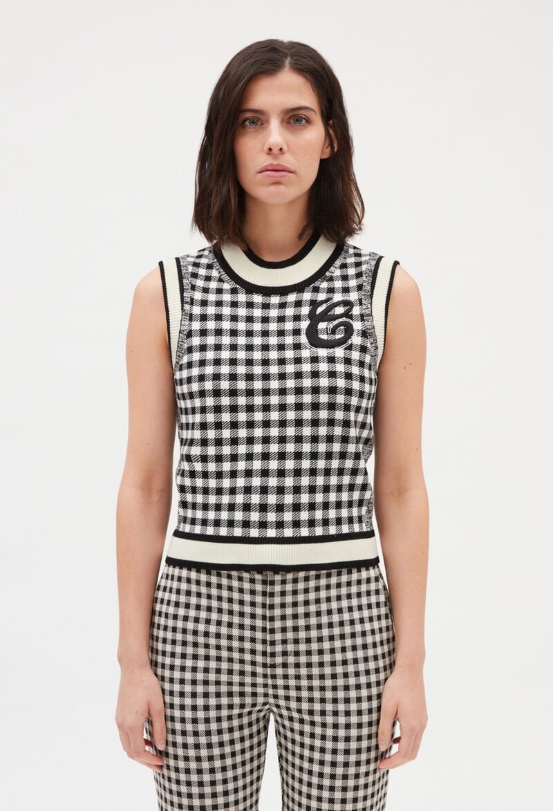 Claudie Pierlot sleeveless checkered sweater