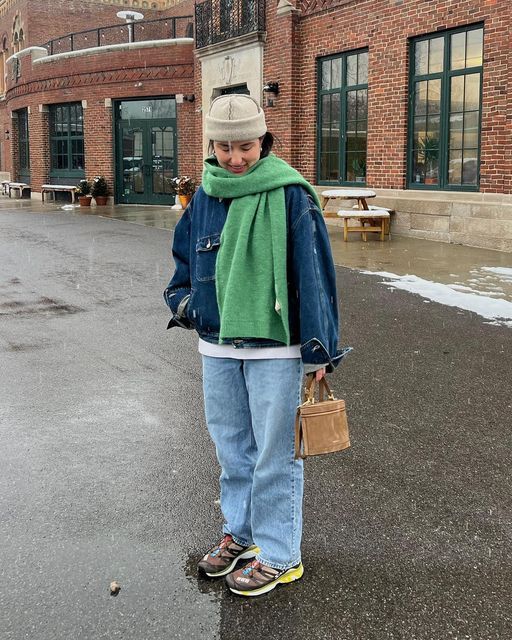 Urban outfit with colorful scarf