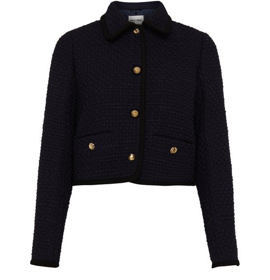 Short black tweed jacket Miu Miu