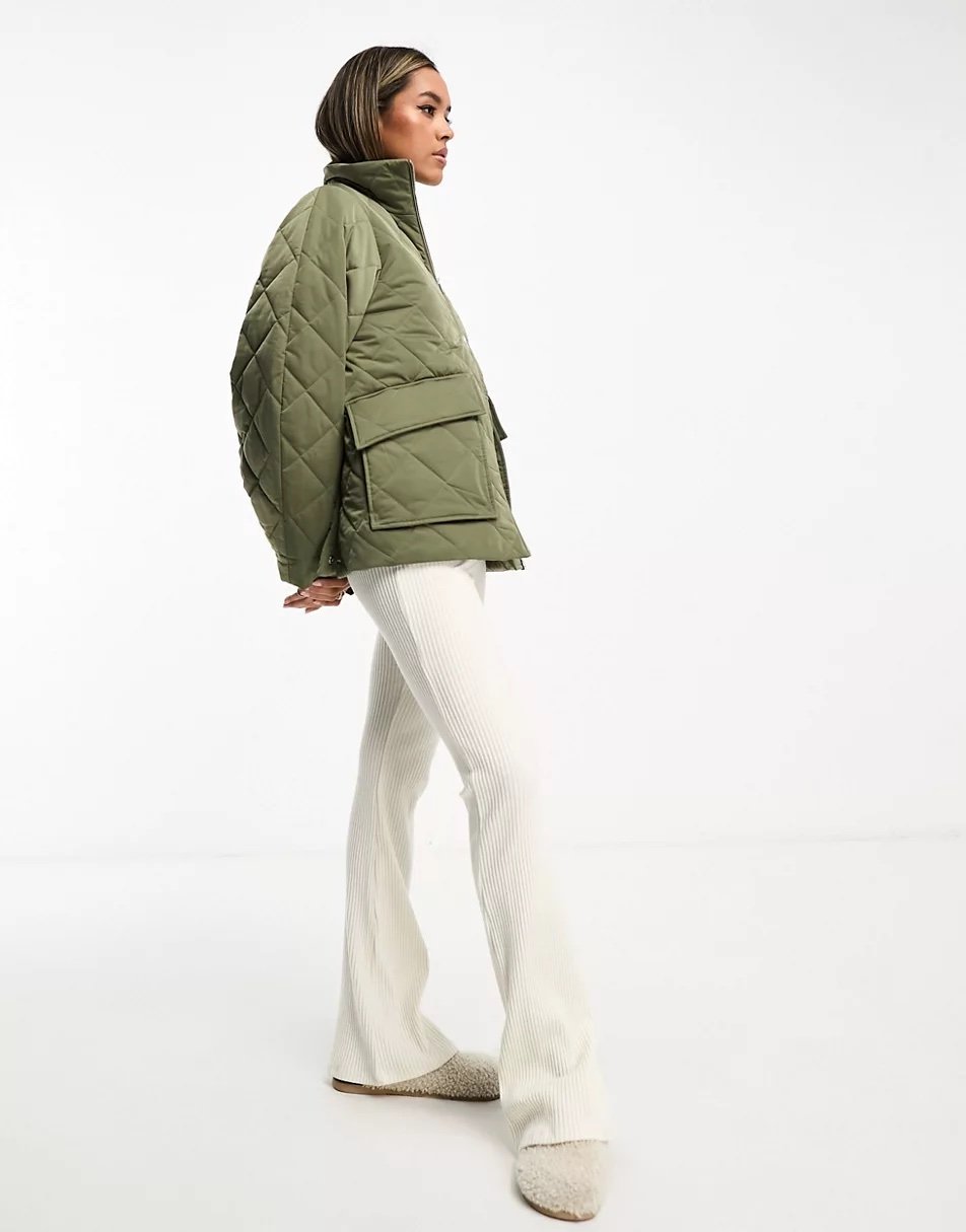 Khaki quilted jacket & Other Stories