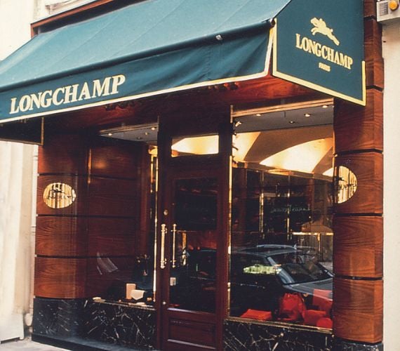 A vintage photo of Longchamp's first store in Paris