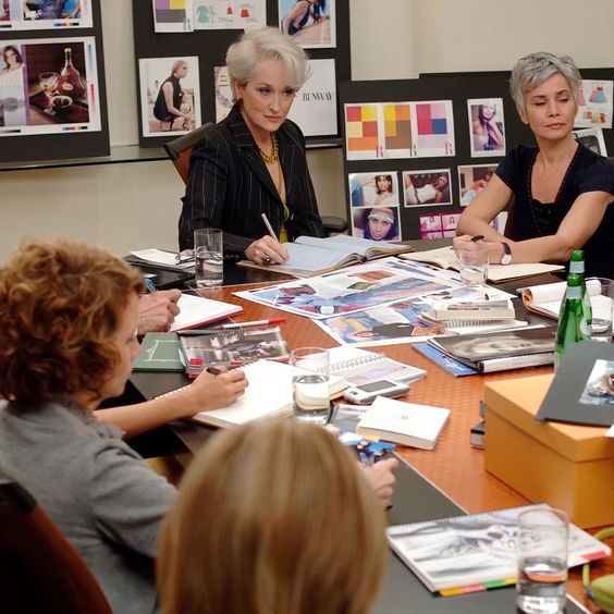 Editorial meeting at Runway in The Devil Wears Prada