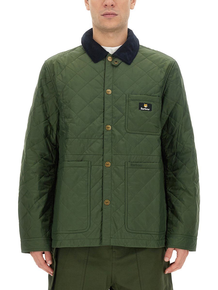 Khaki quilted jacket Maison Kitsuné x Barbour