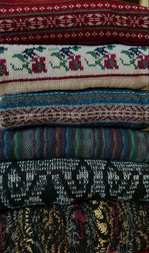 Patterned and colorful sweaters for Eclectic Grandpa style