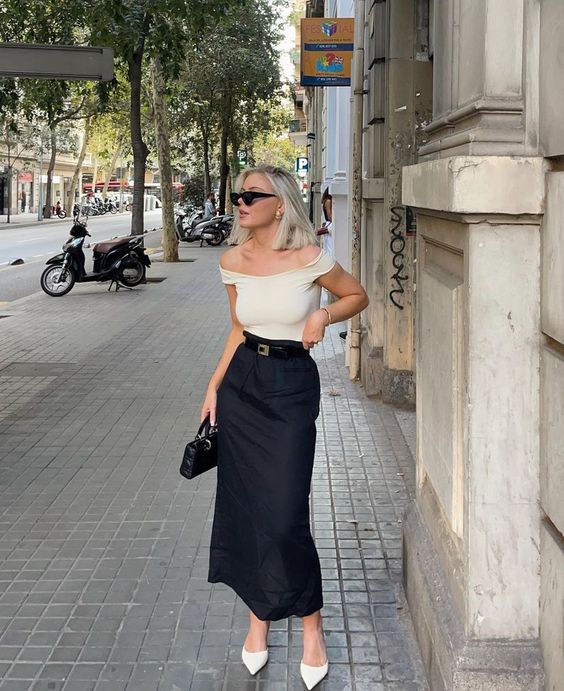 Outfit with Bardot top