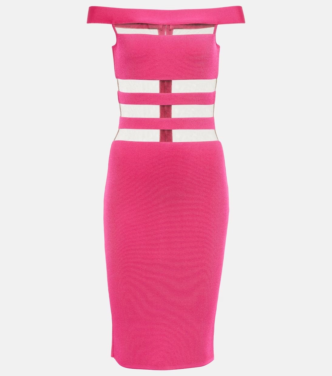 Pink dress with Bardot neckline Balmain