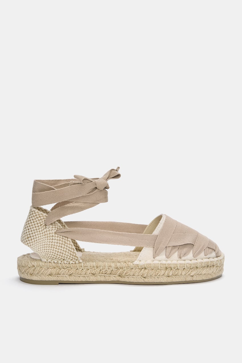 Beige laced espadrilles from Pull & Bear