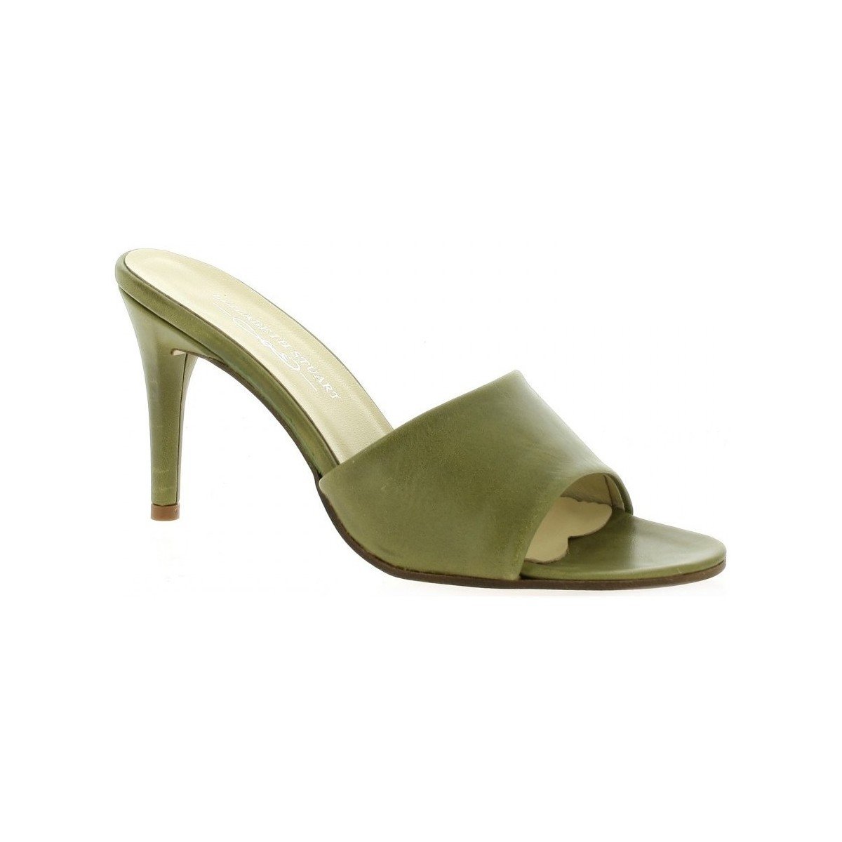 Khaki mules with thin heels Elizabeth Stuart