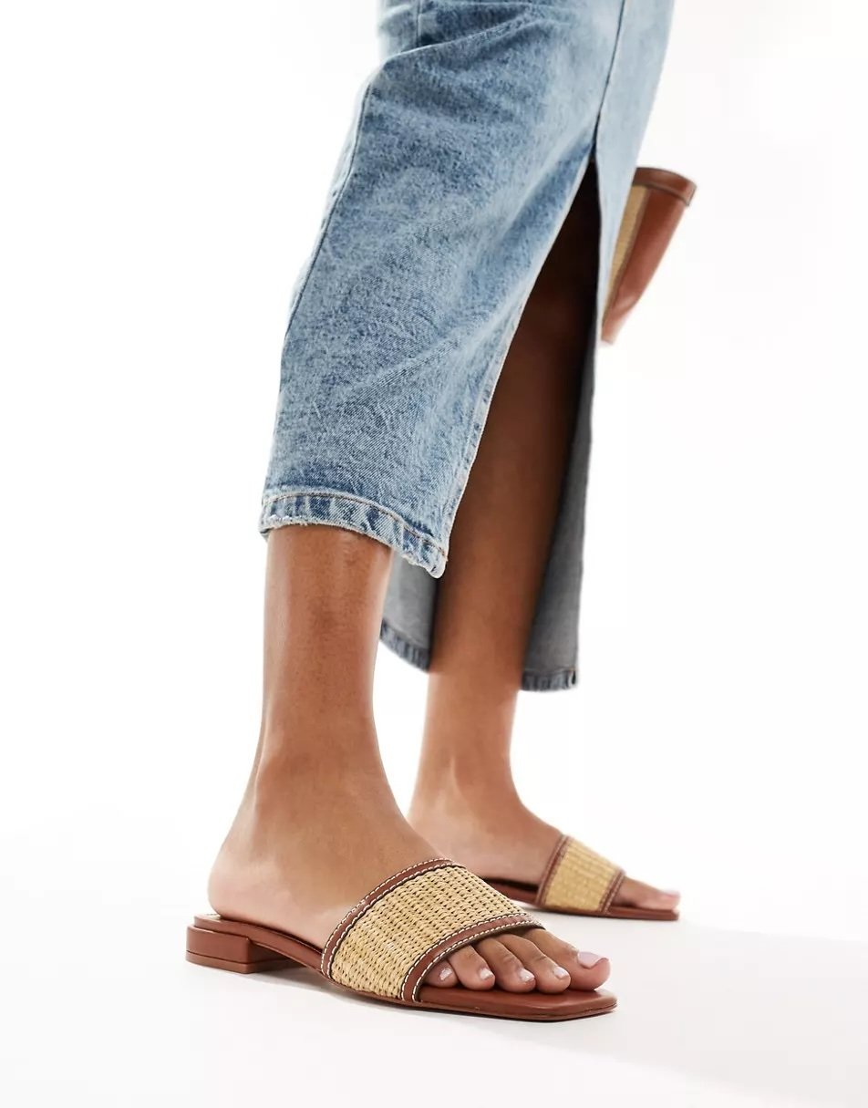 Raffia flat mules Mango