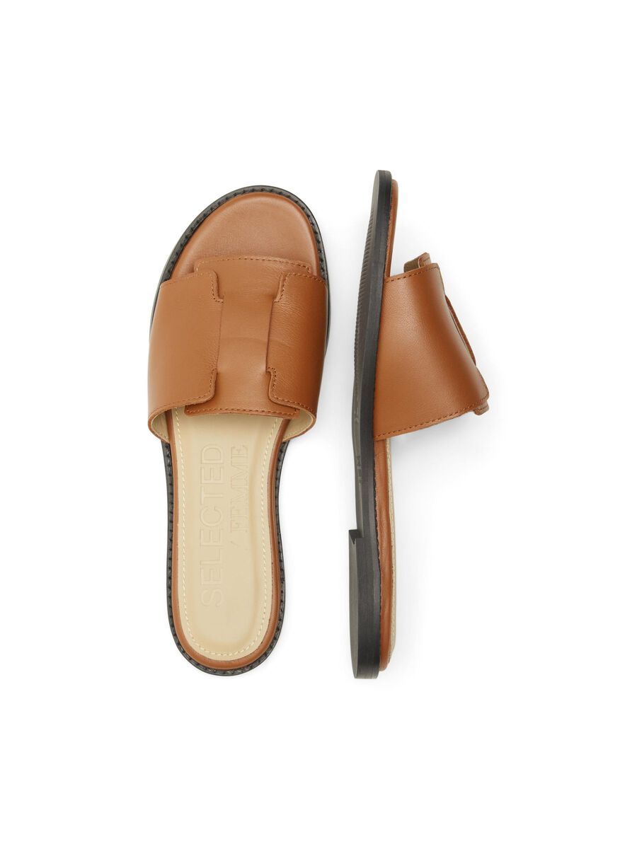 Camel leather flat mules Selected