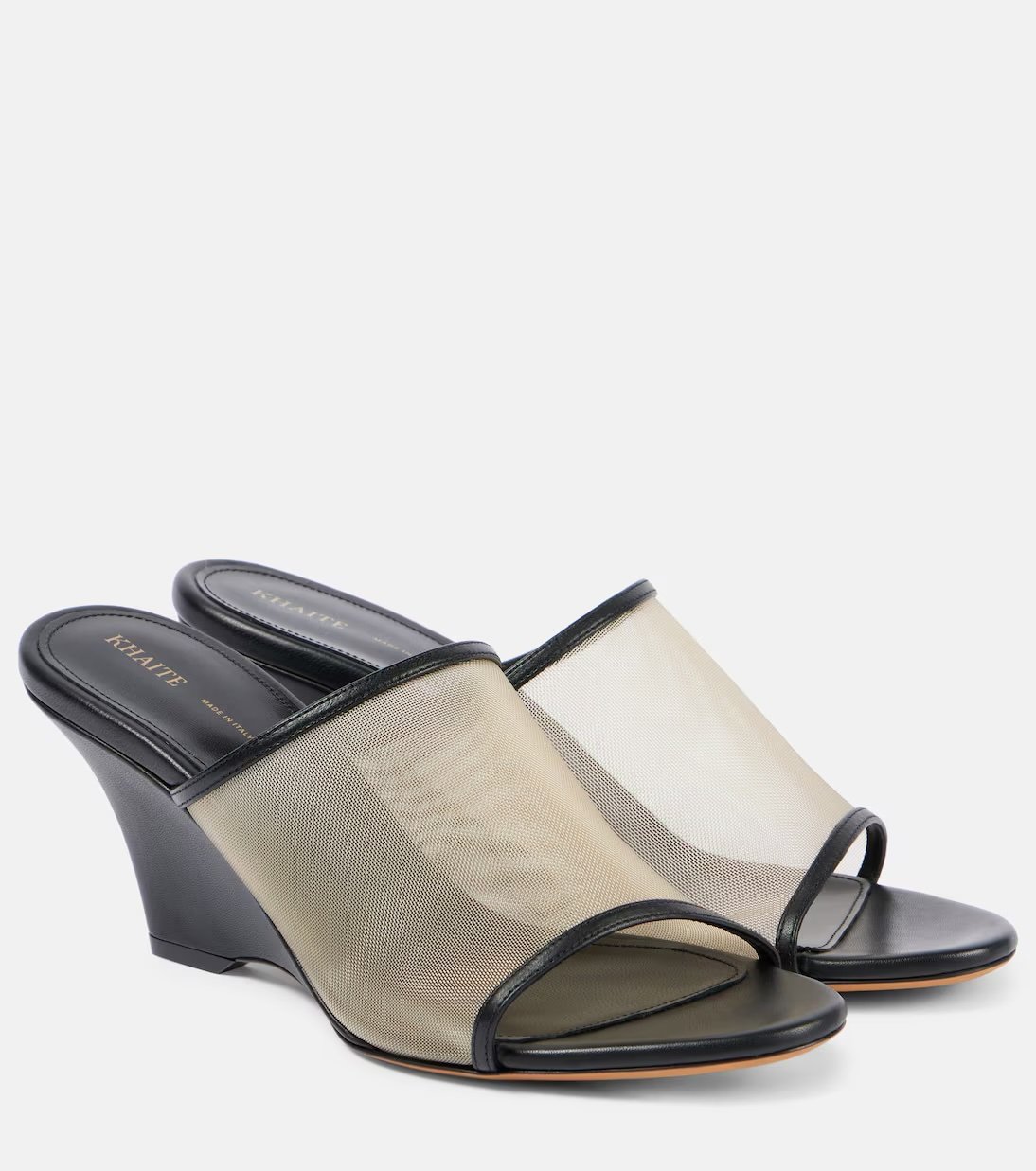 Leather and net wedge mules Khaite