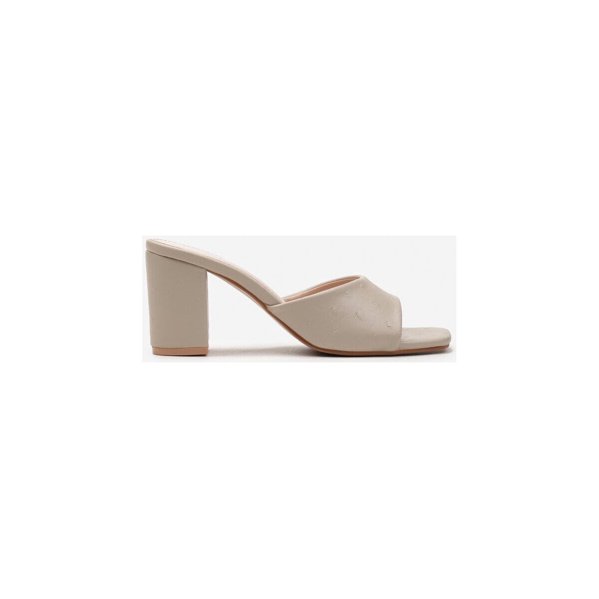 Open beige mules with square heels Vera Collection