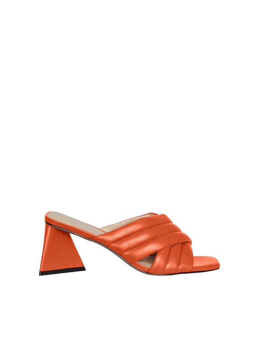 Graphic orange heeled mules Pieces Shoes