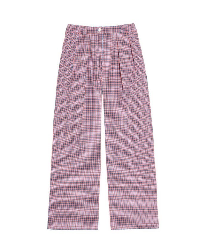 Red checkered pants Ines De La Fressange Paris