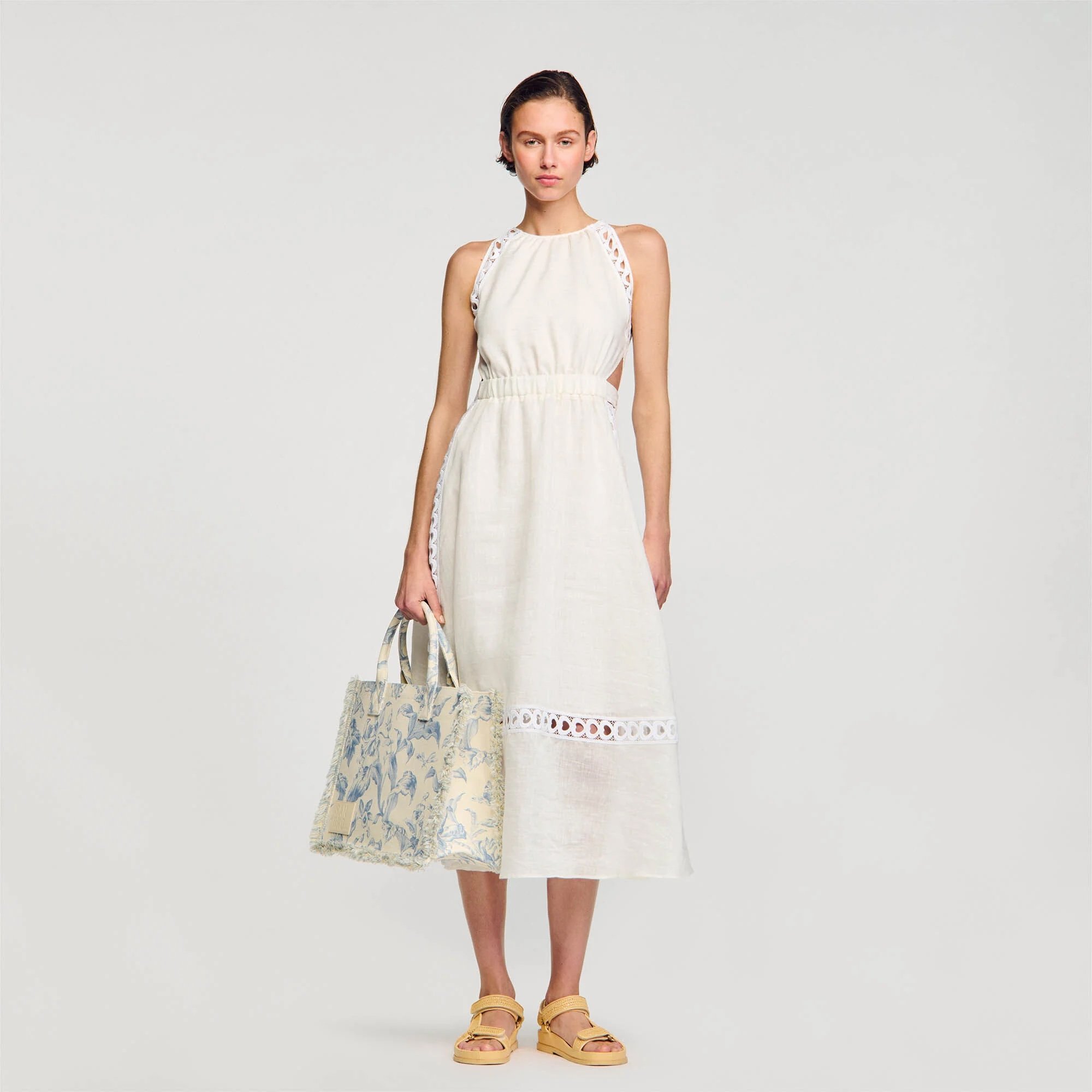 long white Sandro linen dress