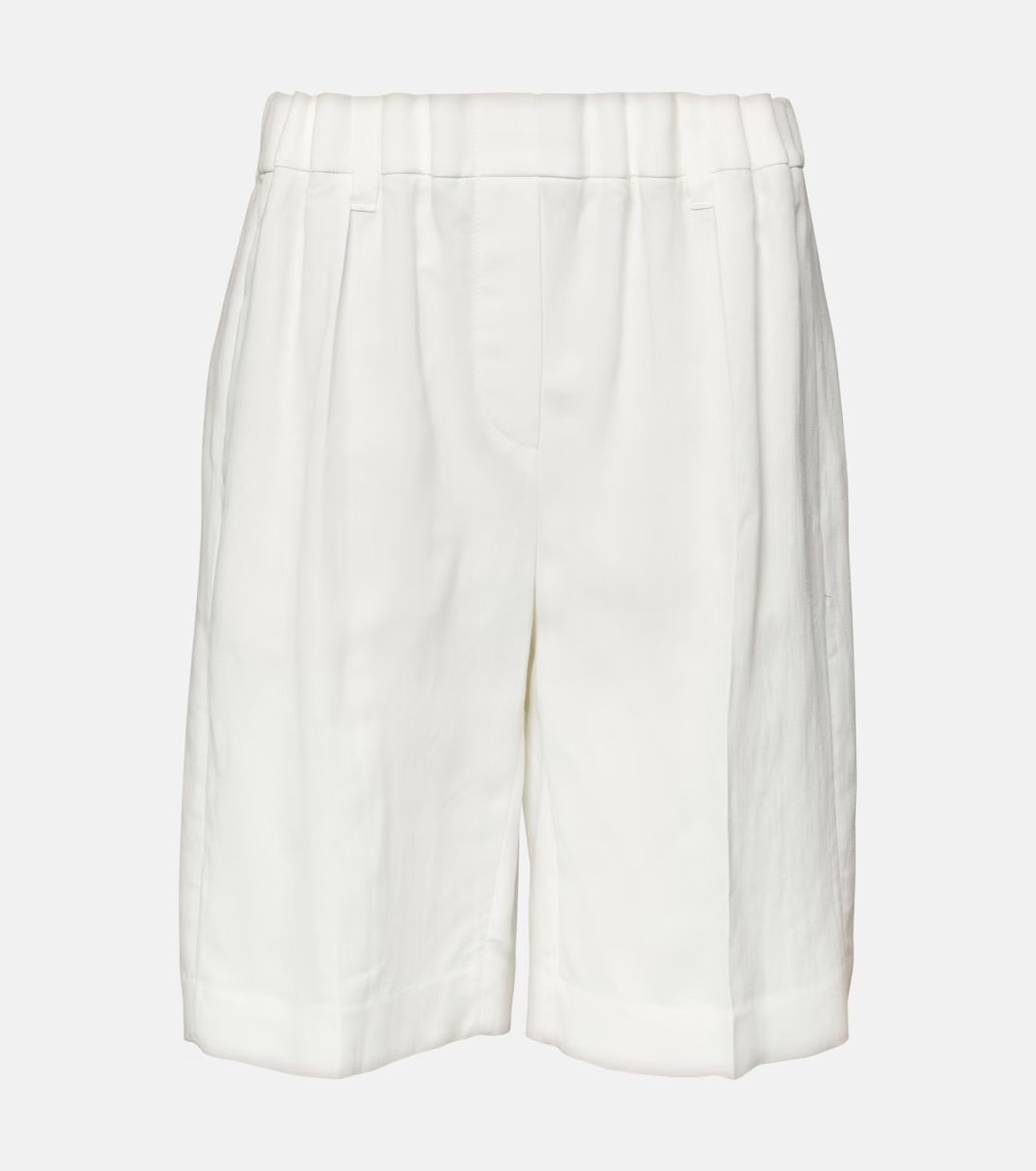 Brunello Cucinelli long white linen shorts