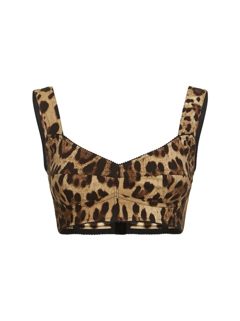 Short leopard print charmeuse top Dolce & Gabbana