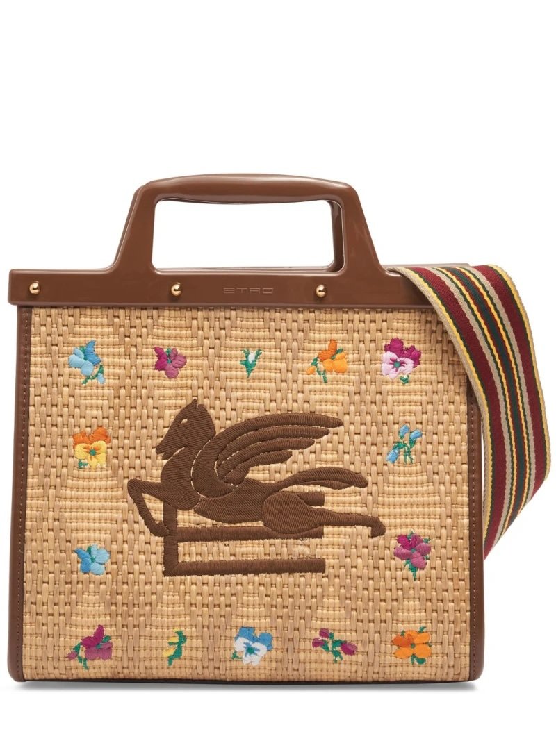 Etro Raffia Embroidered Bag