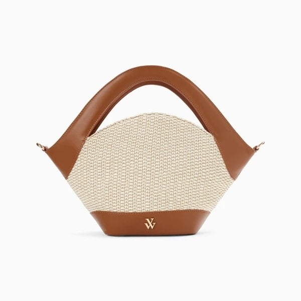 Vanessa Wu Half-Moon Raffia Bag