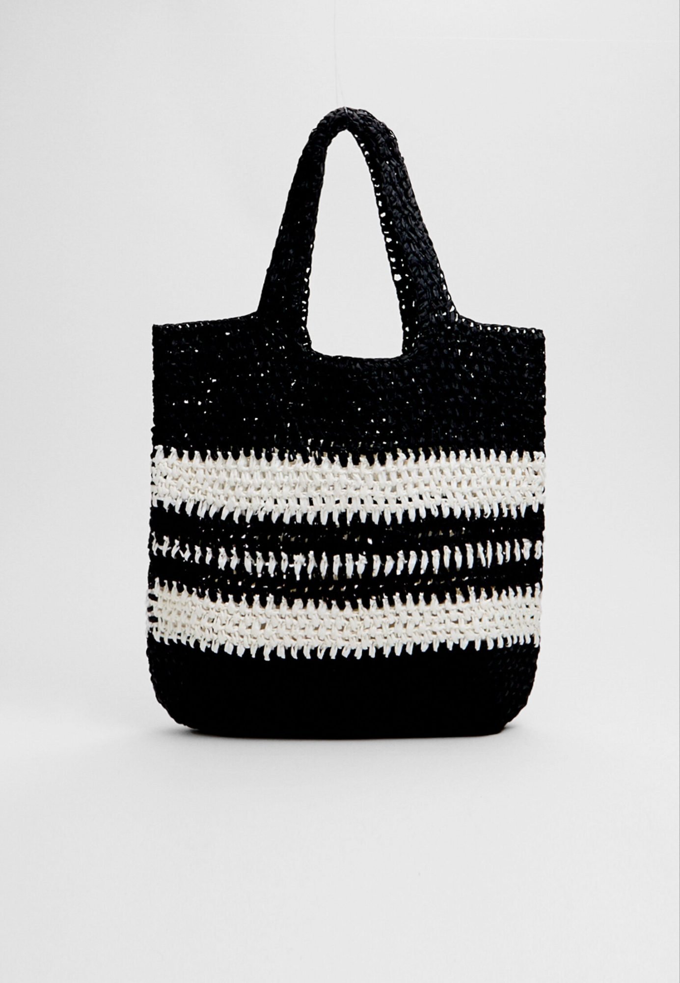 Striped Raffia Tote Bag Stradivarius