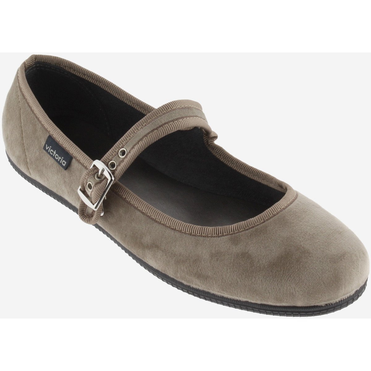 Beige velvet strap ballerinas Victoria