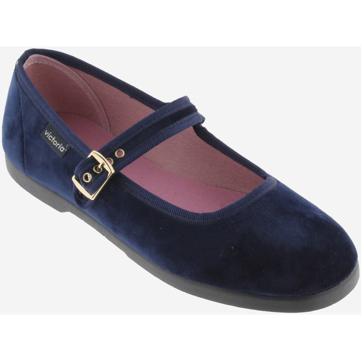 Blue velvet strap ballerinas Victoria