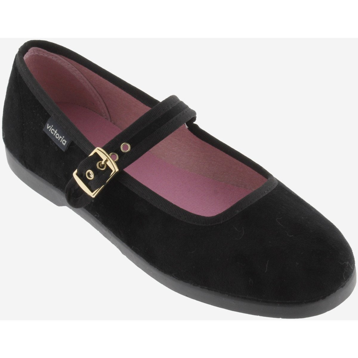 Black velvet strap ballerinas Victoria