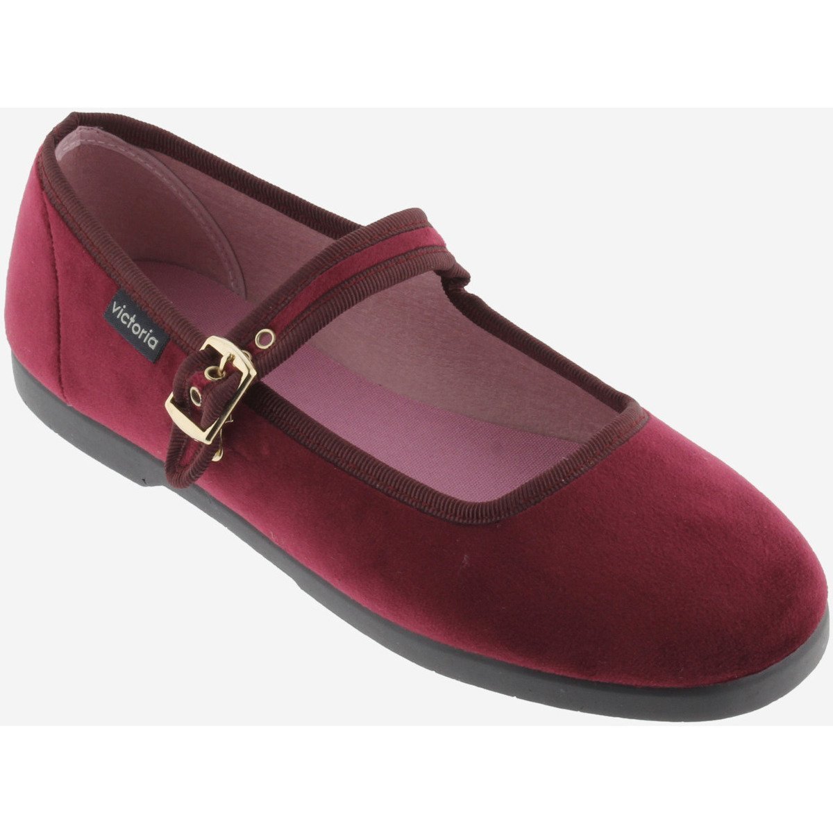 Red velvet strap ballerinas Victoria