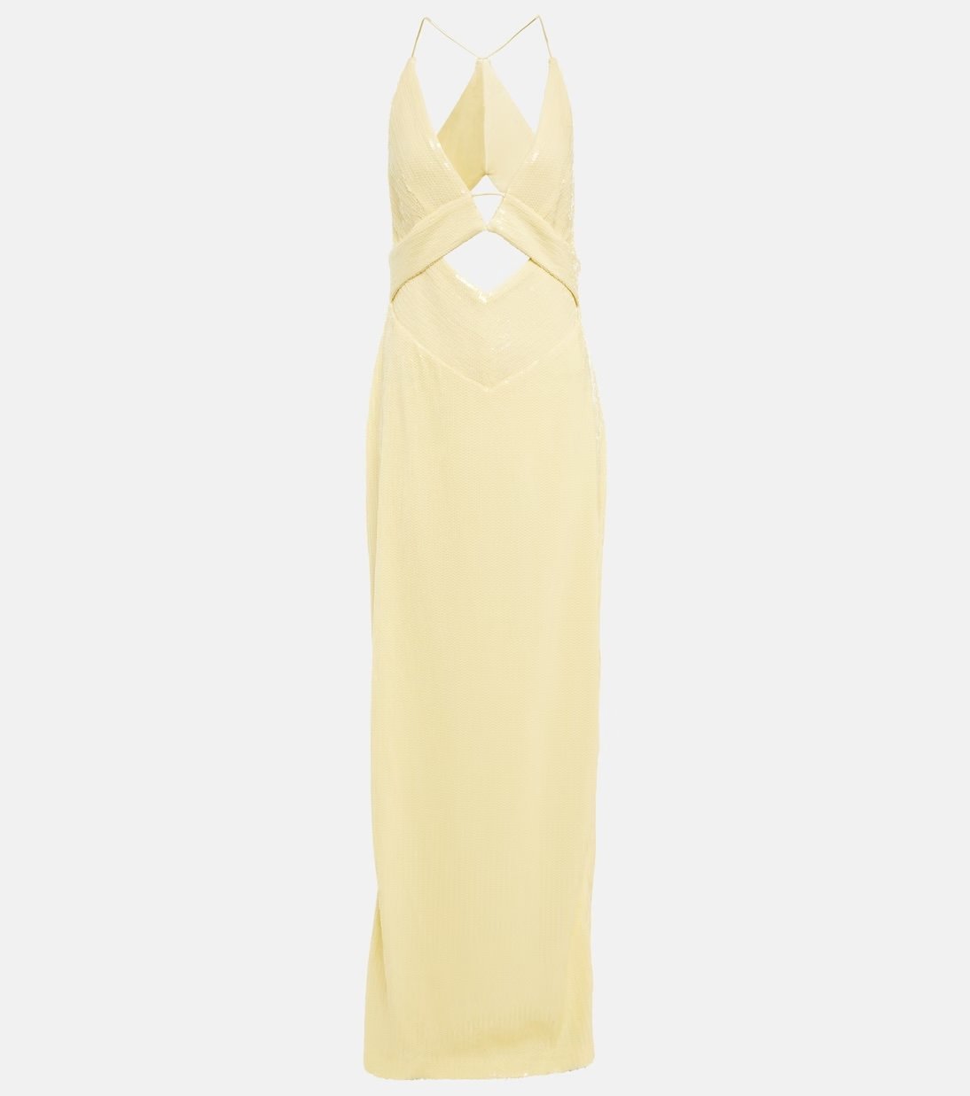 Galvan long buttermilk yellow dress