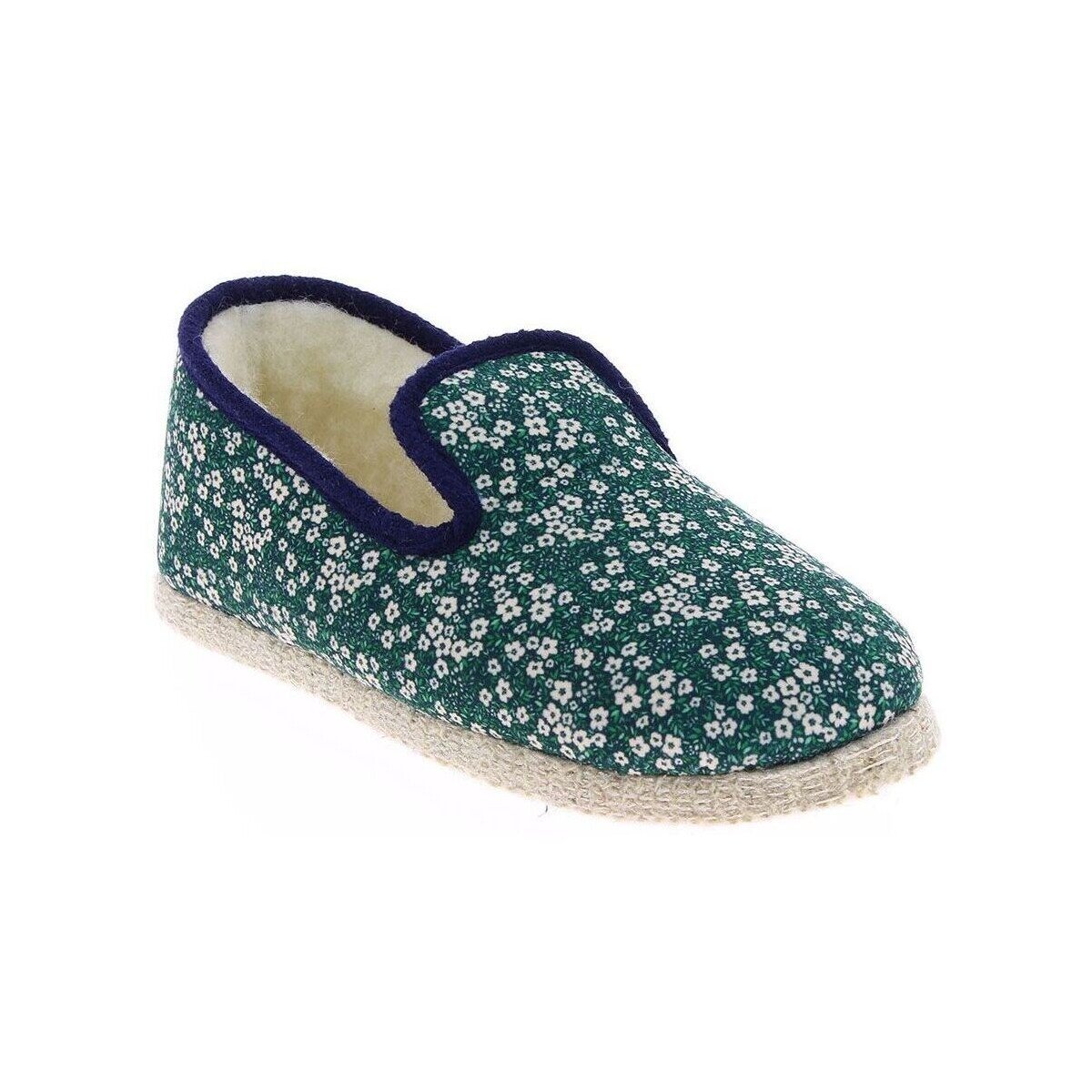 Green Liberty fabric slippers Chausse Mouton