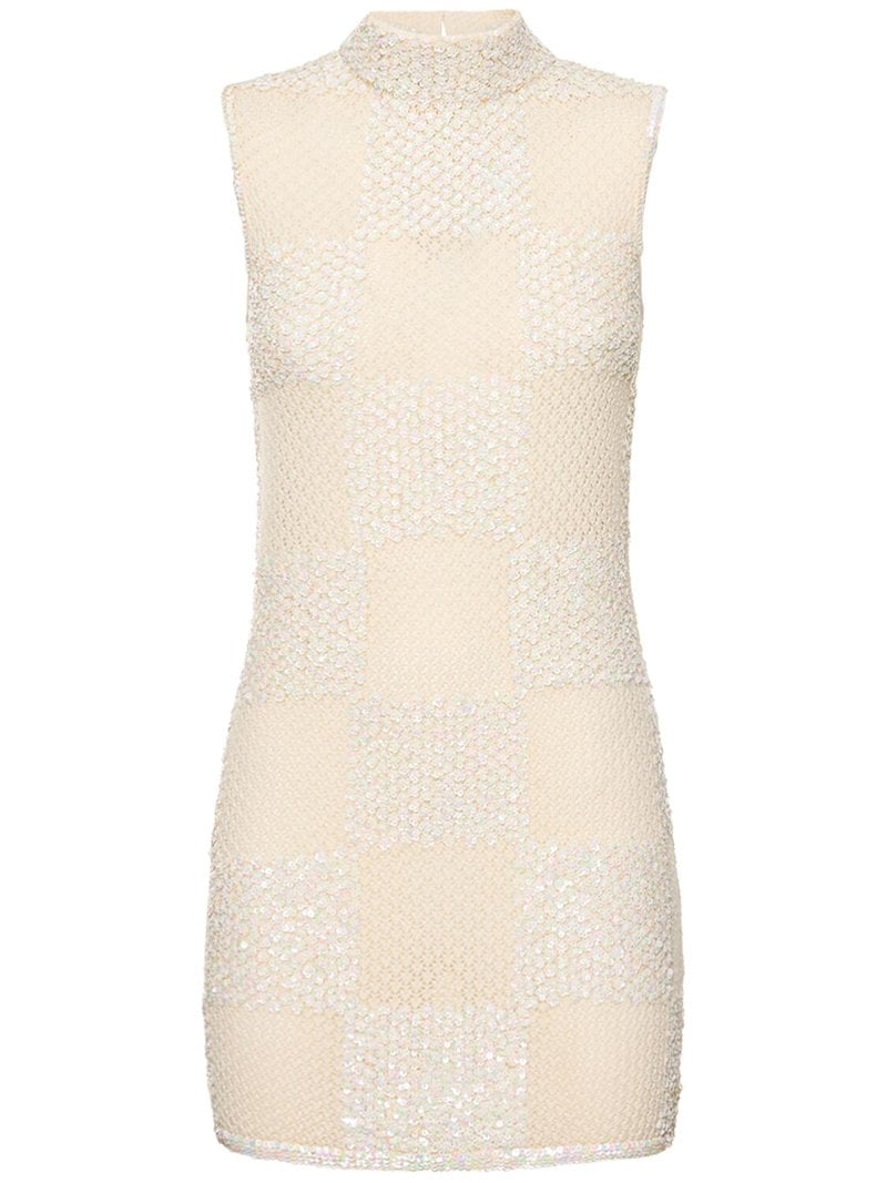 Short dress in mesh and sequins white Casablanca