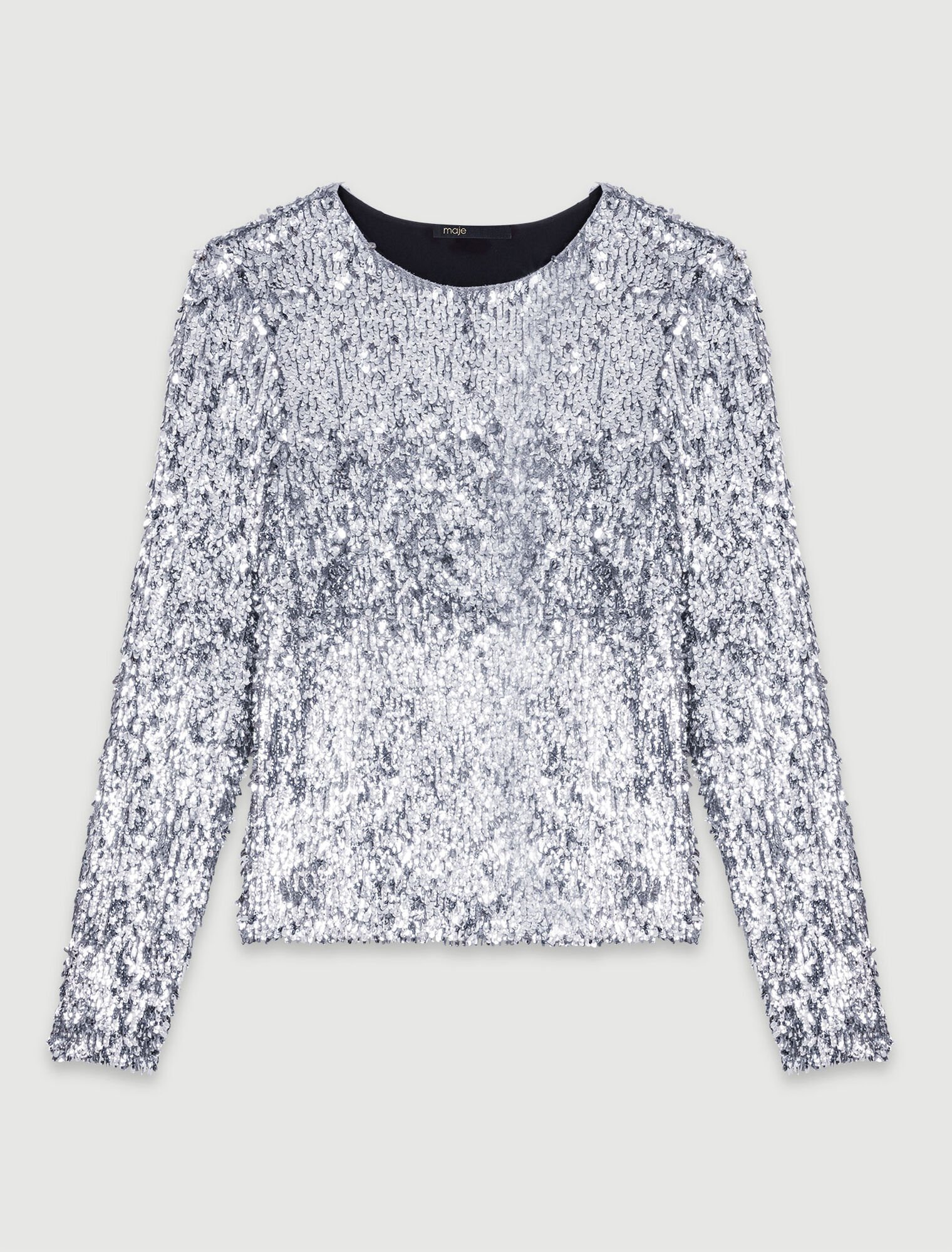 Long-sleeved sequin top Maje