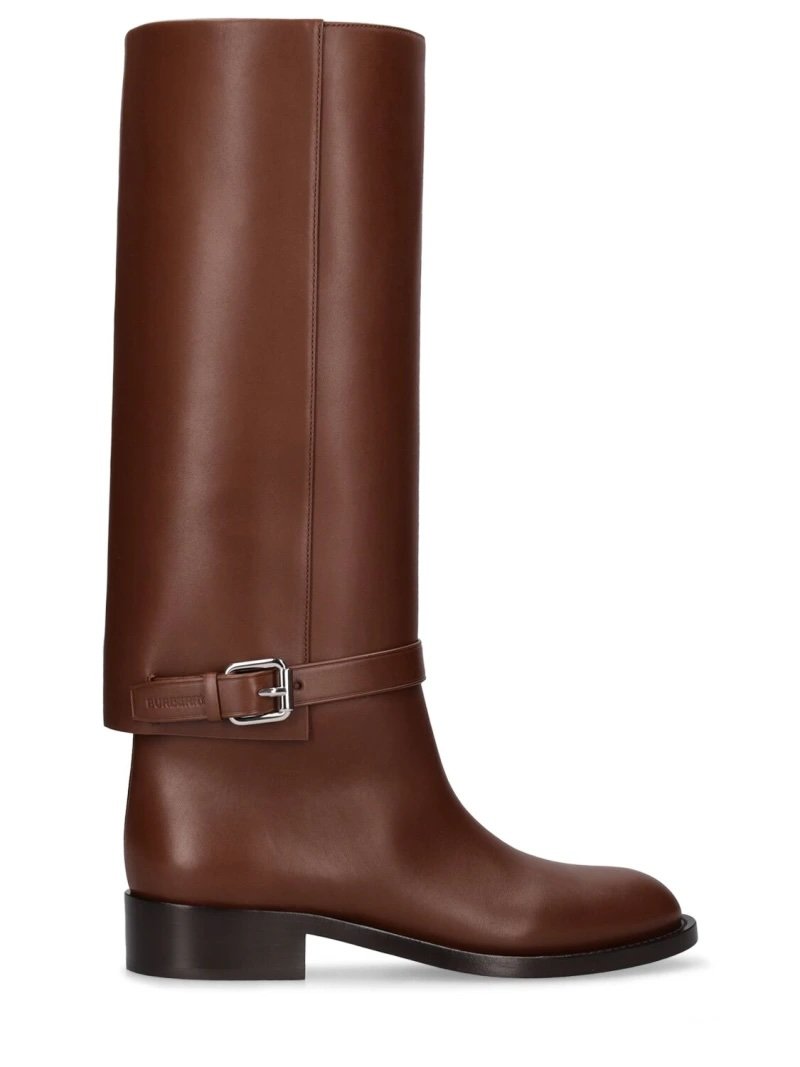 Brown leather high boots Burberry