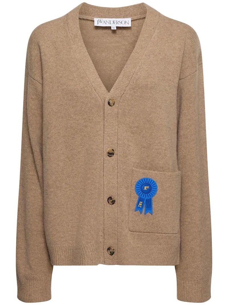 Cardigan with patch pocket and rosette JW ANDERSON