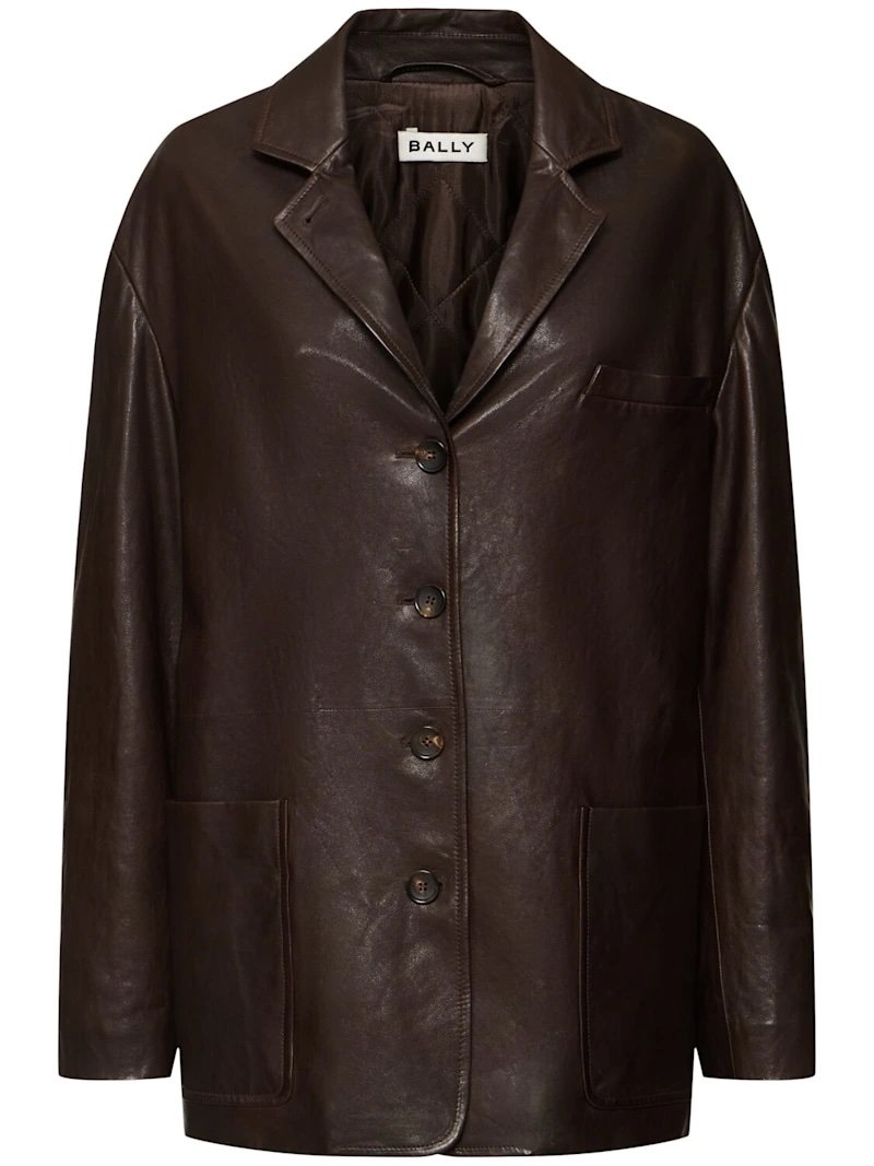 Brown leather jacket for women Bally