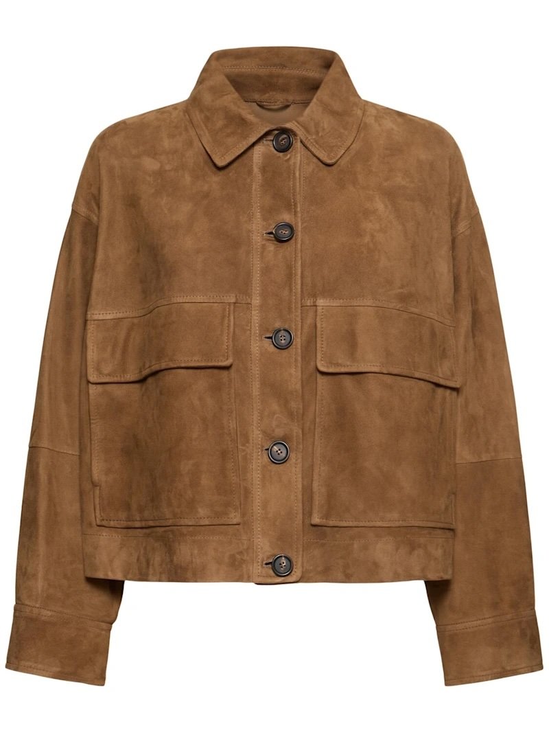 Brown suede jacket for women Brunello Cucinelli