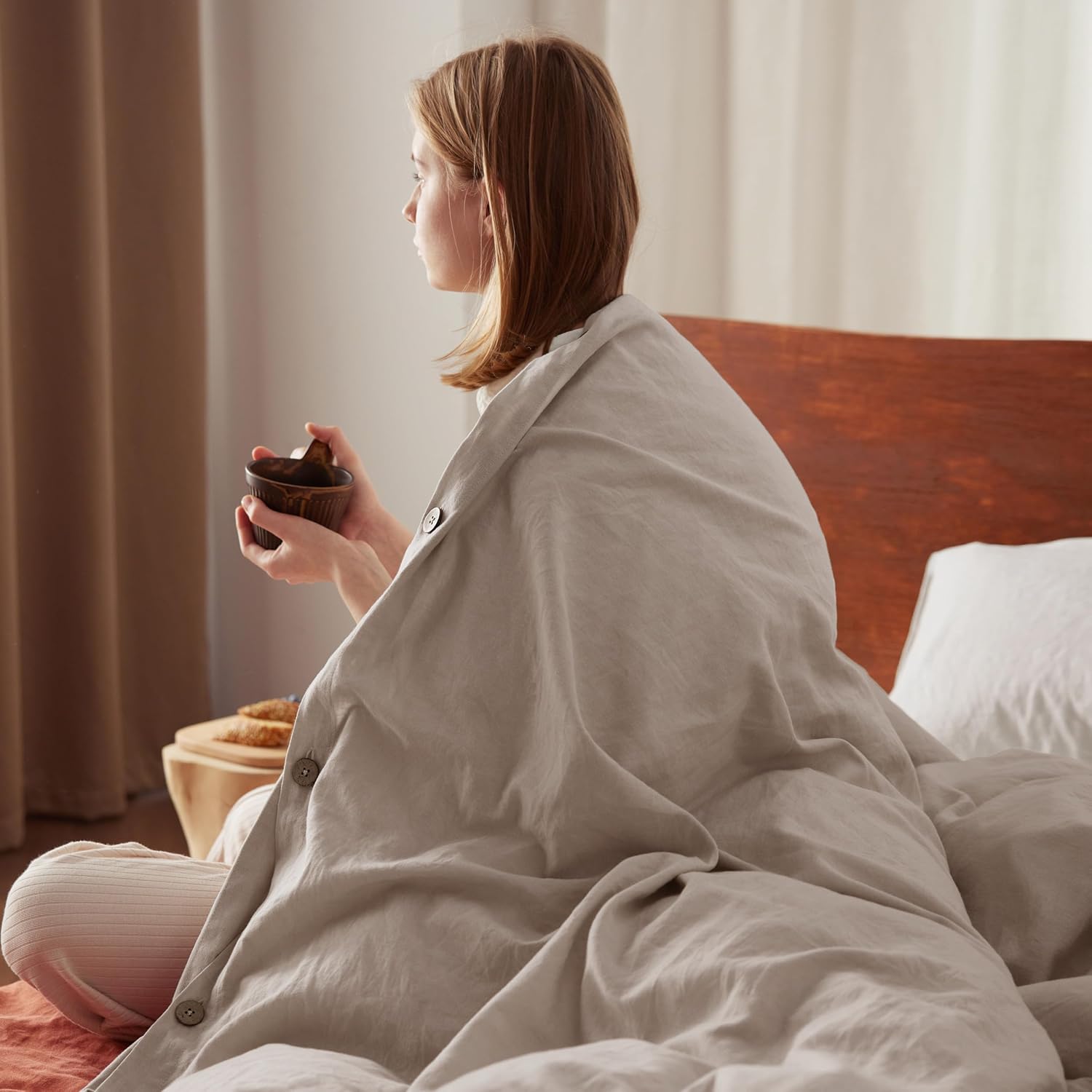 MODALOVA Sous la couette le raffinement dun cocon de duvet BEIGE SABLE